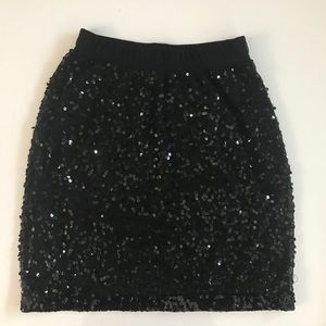 NWT DKNY Donna Karan Black Sequin Mini Skirt